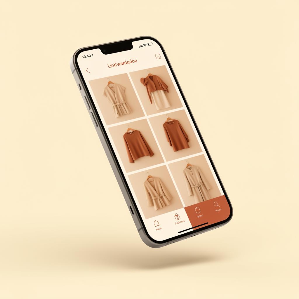 The Robe app displayed on a phone with a grid of wardrobe items